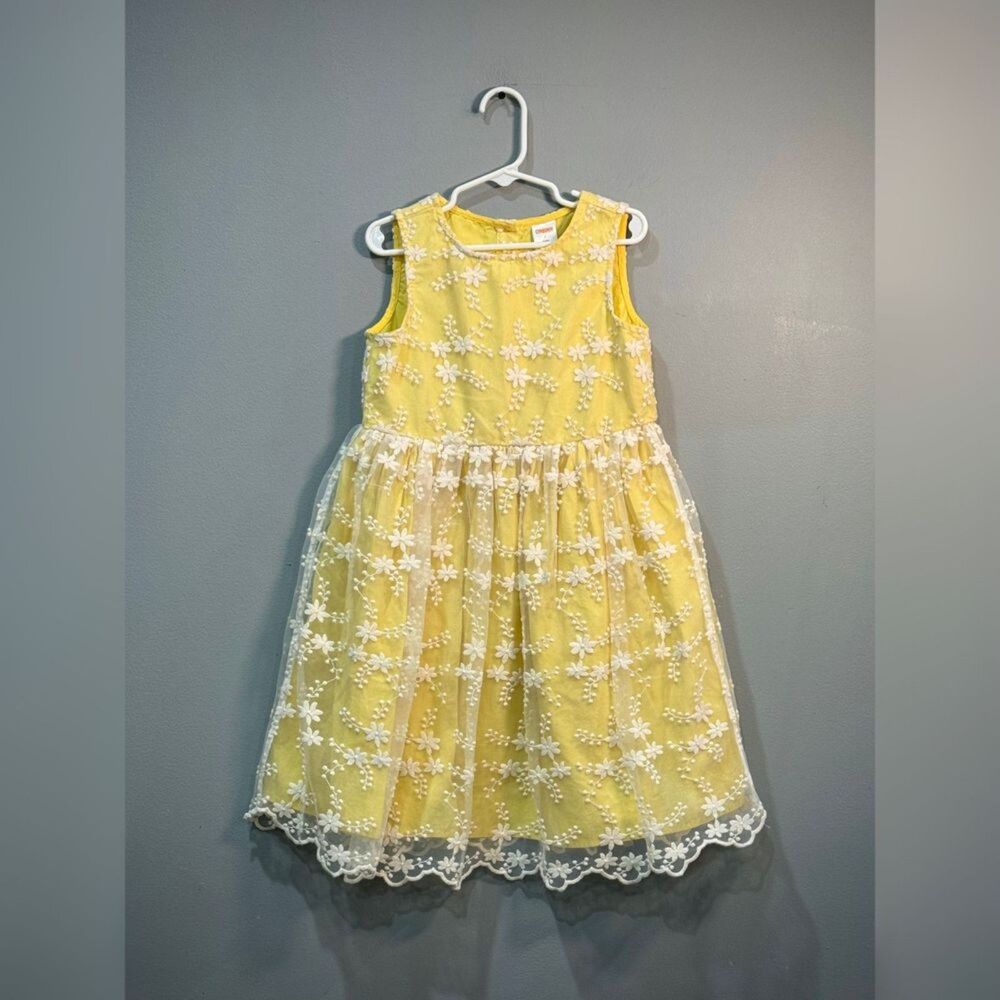 Girls Yellow Gymboree Lace Overlay Dress Size 7 EUC